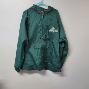 Baru Sports Mackinac Bridge Windbreaker Jacket XL Green Quarter Zip Anorak